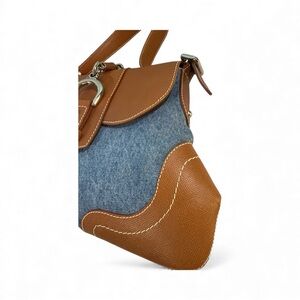 BUTI Made In Italy  Women denim Shoulder Bag Blue & Brown Medium